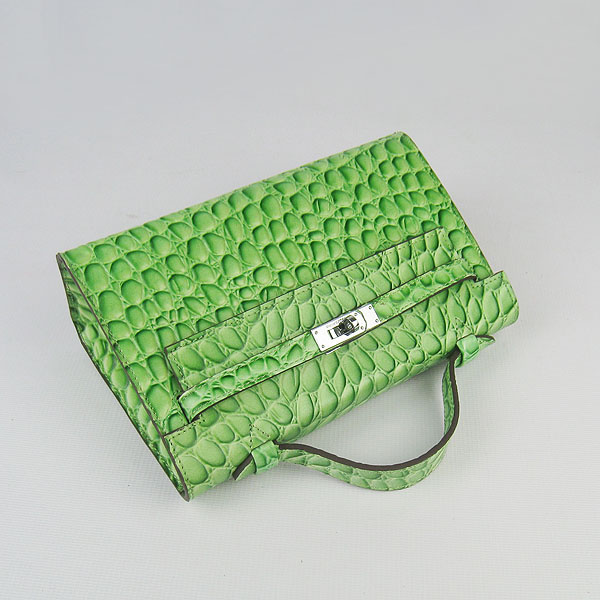 AAA Hermes Kelly 22 CM Stone Veins Leather Handbag Light Green H008 On Sale - Click Image to Close